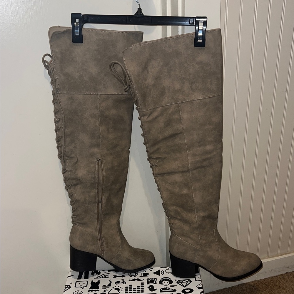 BAMBOO Women's Over the Knee Gray Boots